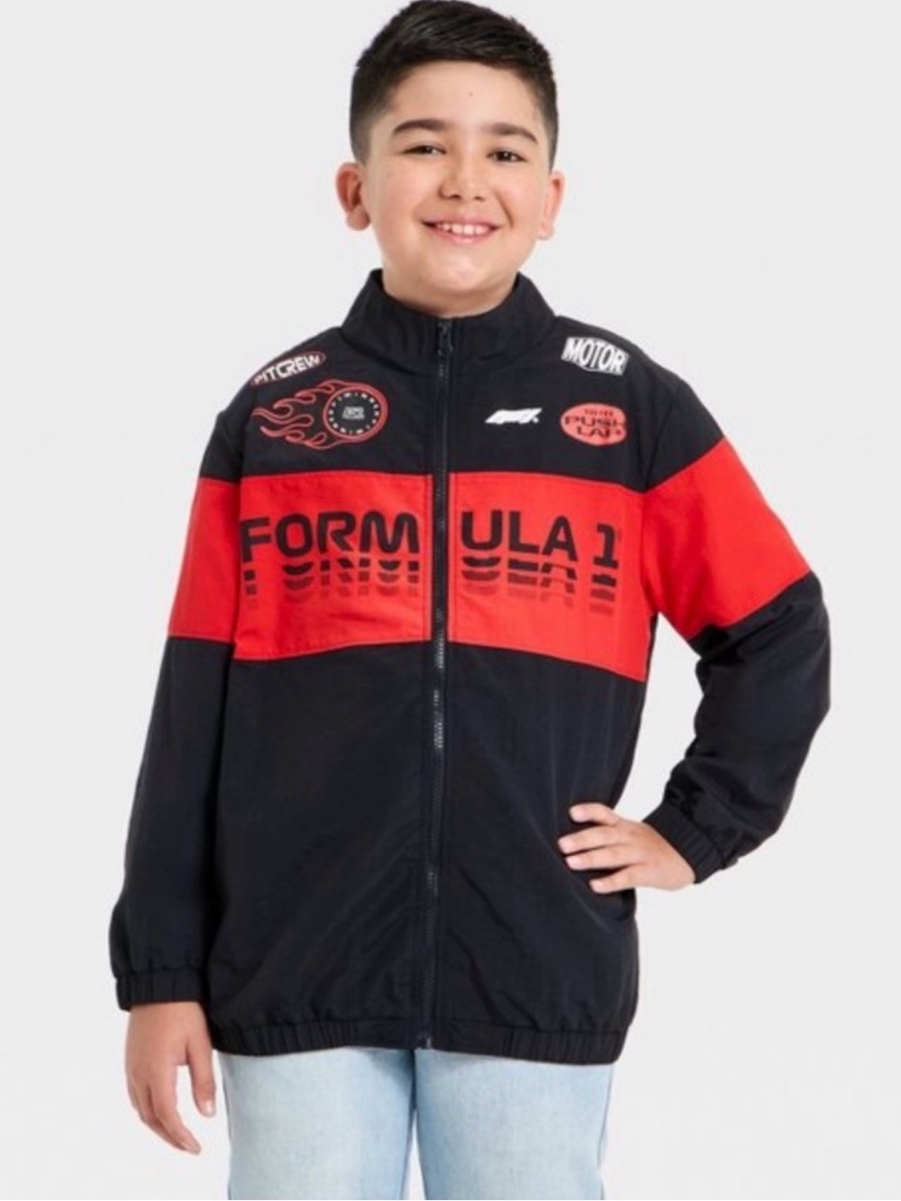 Hybrid Apparel Boys Black and Red Formula 1 Racing Jacket